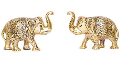 Gold Elephant Statues - Good Luck Decor -1