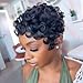YJOQOKOA Short Curly Pixie Cut Wig Human Hair Curly Wigs for Black Women Human Hair Glueless Pixie Wig Short Layered Brazilian Virgin Human Hair Wigs For Women No Lace front wig for Women daily use