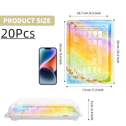 AZKEEGREY 20Pcs Plastic Sandwich Platter Trays with Lids, Coloured Catering Trays with Lids, Reusable Buffet Tray with Lid for Catering Home Party Food, 260 x 190 x 50cm