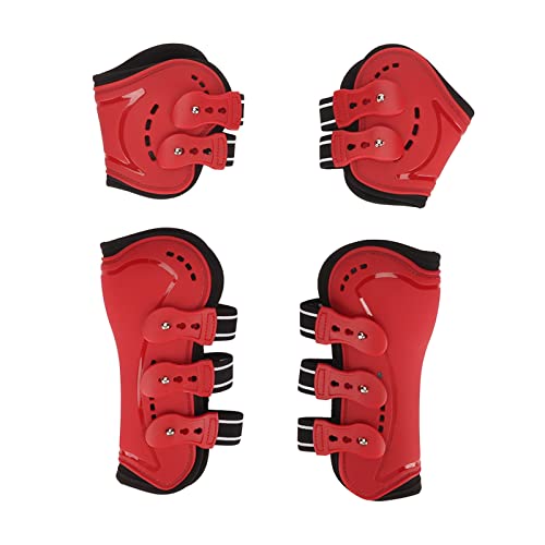 Gavigain Horse Front Hind Leg Boots Breathable Impact Open Front Jumping Tendon Horses Boots Horse Leg Protector Red (L 7.5x7.5x15cm / 3x3x5.9in)