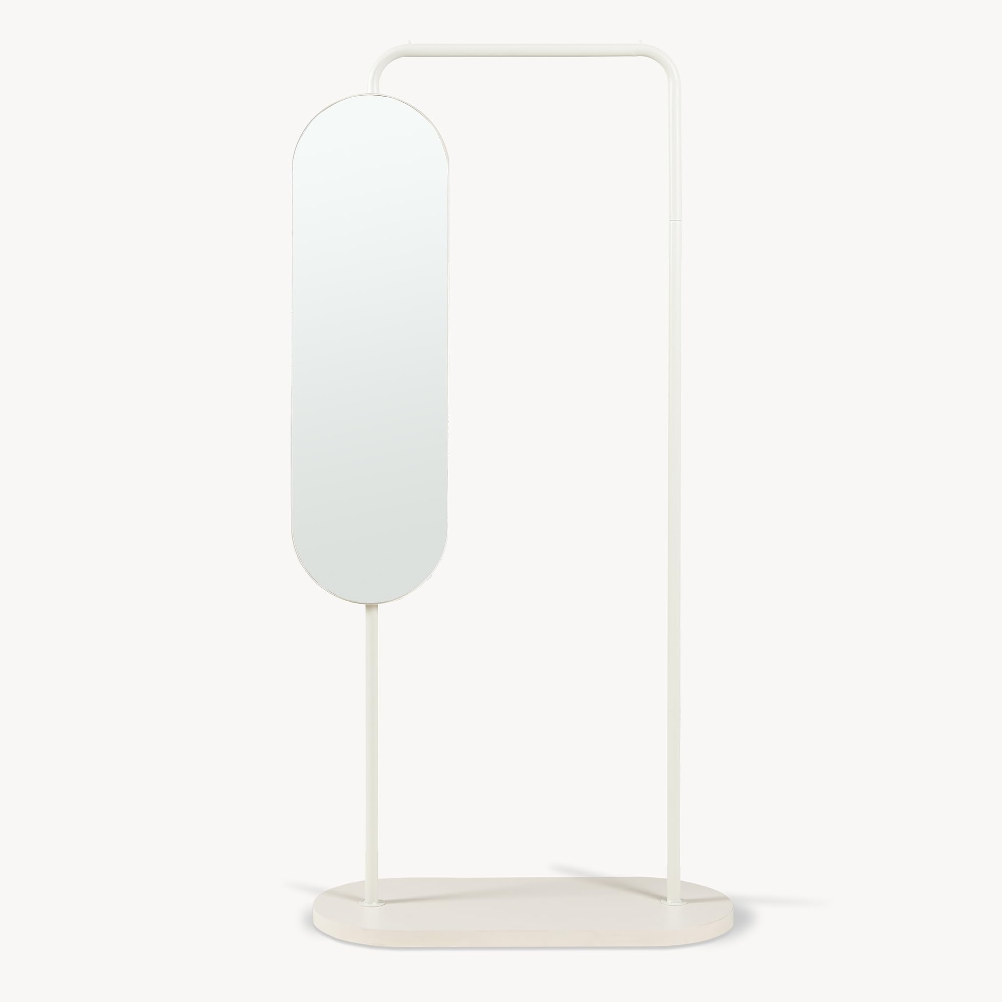 [en.casa] Garderobenständer Vamn Kleiderständer 167 x 80 x 35 cm Flurgarderobe mit Spiegel Standgarderobe für Flur Schlafzimmer Ankleide freistehend Metall Sandfarben