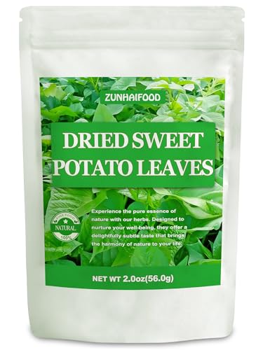 Image of Premium Dried Sweet Potato Leaves (Shredded) - 2oz (56g) | 100% Natural Leafy Green for Soup & Stew | Cuisine Staple, Nutrient-Rich, Resealable Bag