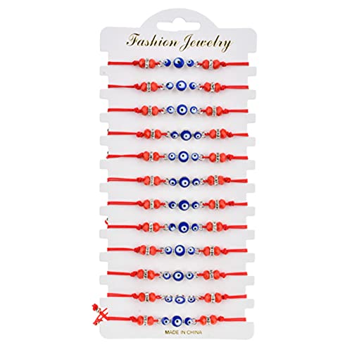 Bracelet cordon rouge fait main oeil turc bleu de protection lot de bijoux artisanaux