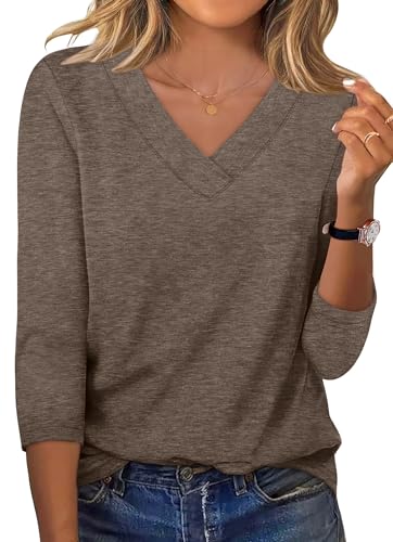 Image of XIEERDUO 3 /4 Length Sleeve Womens Tops V Neck T Shirts Summer Clothes Basic Blouses Dressy Casual 2026 Spring Outfits