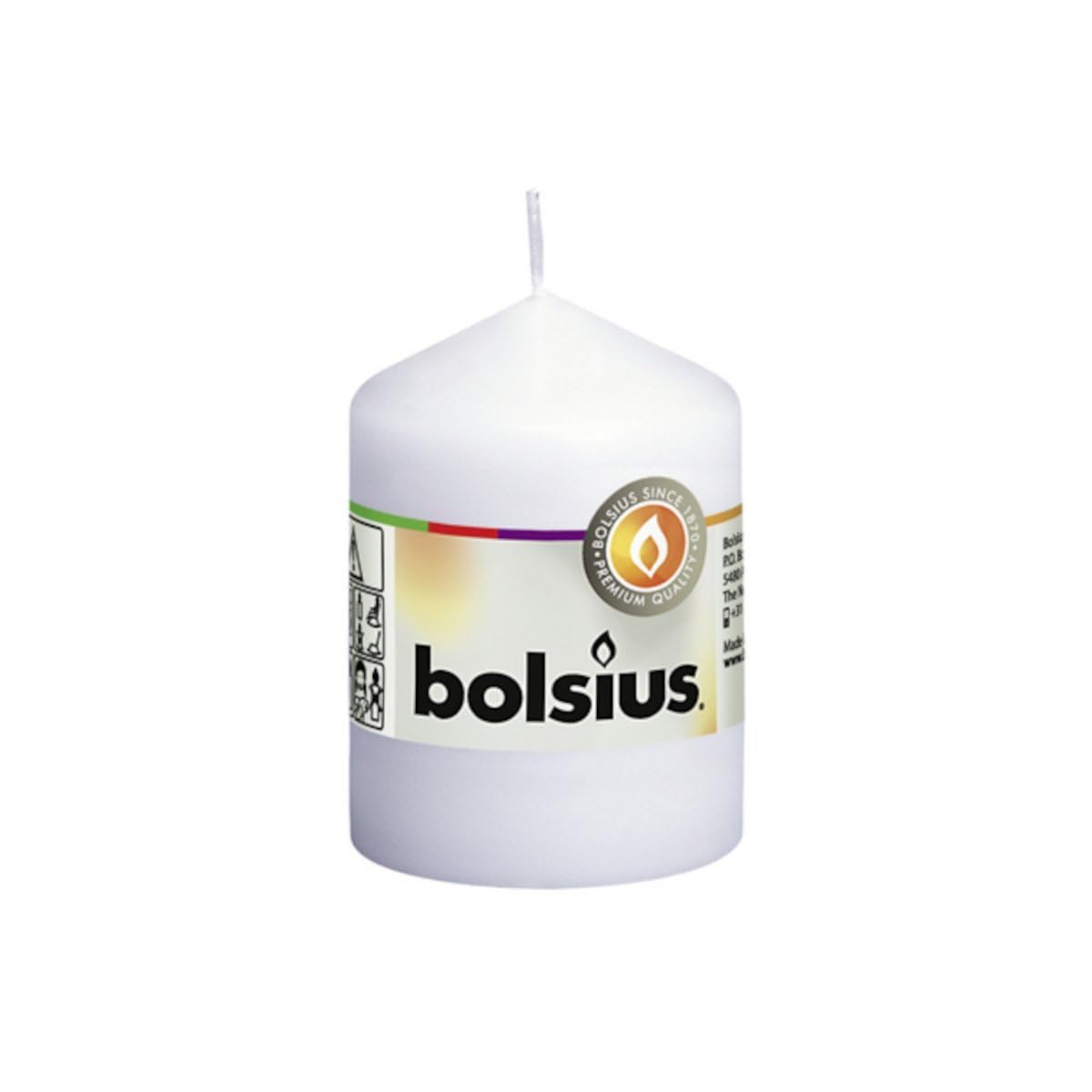 BOLSIUS 103614060102 Pillar Candle, Paraffin Wax, White