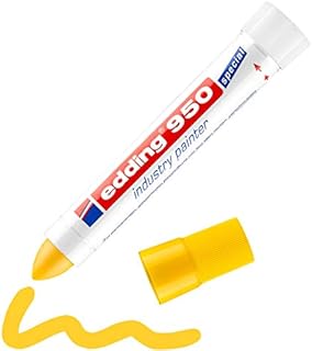 edding 950 industry painter - yellow - pack of 1 pen - round nib 10 mm - marker for writing on metal, rocks, wood - rough or wet surfaces - permanent, waterproof