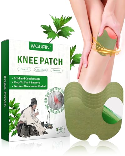 MQUPIN Knee Pain Relief Patch 42 Pcs Pain Relief Patches Wormwood Pain Relief Patches for Knee Back Neck Shoulder Inflammation and Muscle Soreness
