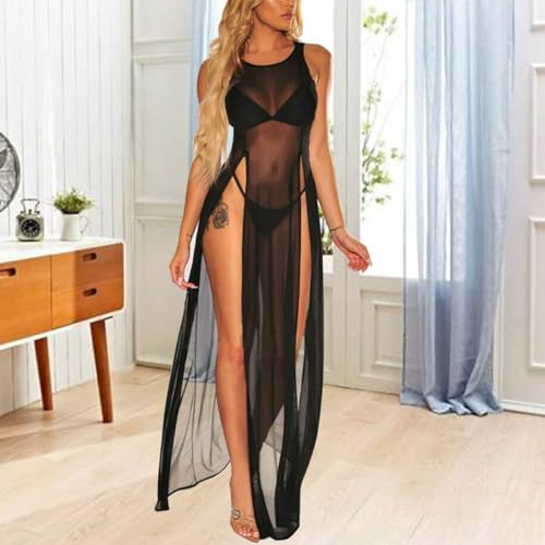 Bikini Cover Up Beachwear Sleeveless Swimwear Bathing Suit Coverup Side Slits Crochet Beach Dress Long Kimonos Robe2
