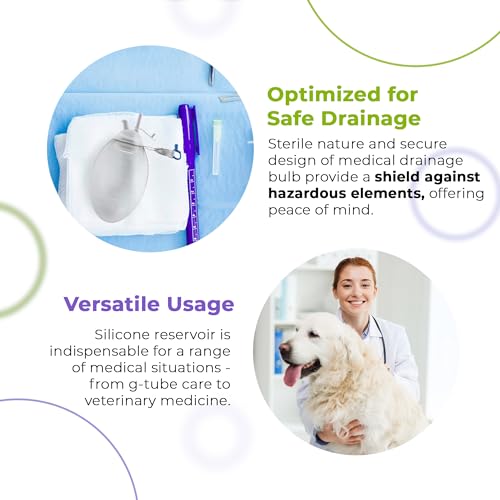 Image of AMZ Wound Drainage Bulb, 100 ML. Pack of 50 Clear Oval Silicone Bulb Evacuator Medical Suction. Surgical Drainage Bulb. Needle-Free Wound Drainage Reservoir for Closed Wound. Jackson Pratt Drain Bulb