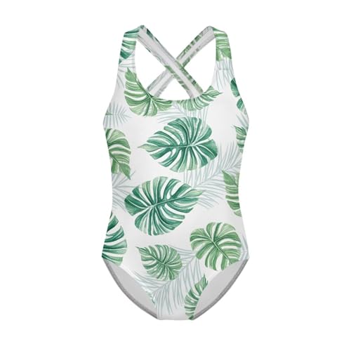 Image of Kid One Piece Swimsuit with Cross Back Girls Summer Sleeveles Swimwear for 5-14 Years