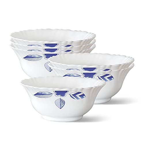 Image of Larah by BOROSIL Morning Glory 6 Pcs Opalware Bowl Set (150 ml Each), White