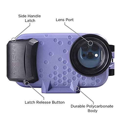 Aquatech Axisgo Iphone 12 Waterproof Phone Housing For Underwater Action Photography Snorkeling Surfing Travel Case - Astral Purple Bundle #TOP2