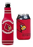 College Team Color Logo Can & Bottle Holder Insulator Beverage Cooler Set (Louisville Cardinals - Active Dynamic)