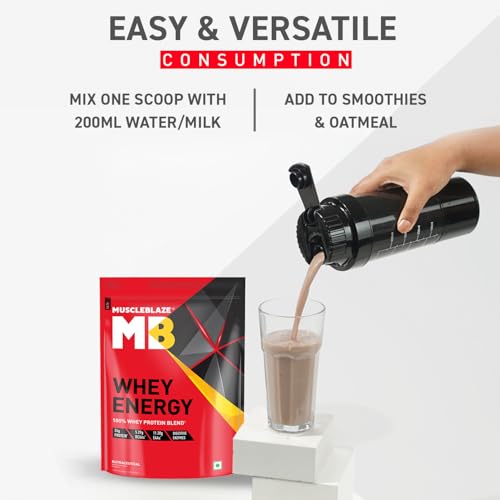 Image of MuscleBlaze Whey Energy (Cold Coffee, 1kg / 2.2lbs) | 24g Protein, 100% Whey Protein Blend, Added Digestive Enzymes