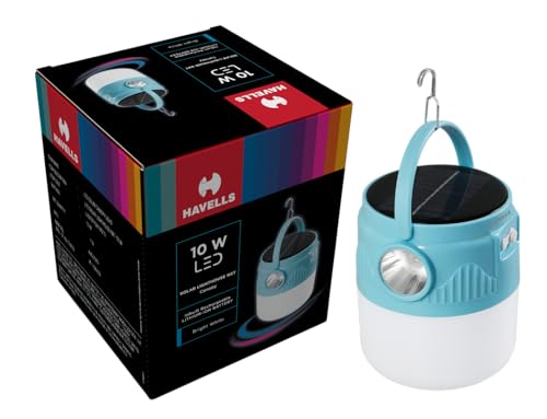Image of Havells Solar Lighthouse NXT 10W| 360 Light Distribution| 4000 mAh Lithium-Ion Rechargeable Battery| 2 Light Modes| Torch - Usage up to 7 Hours Multi-Function Canopy Light for Camping & Marketplace
