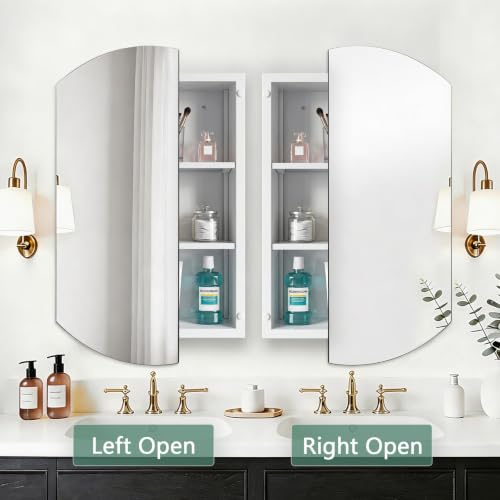 HESONTH 16x26 Inch Medicine Cabinet with Mirror, Arched Metal Frameless Wall Cabinet with Mirror, Surface Mount or Recessed Medicine Cabinet for Bathroom,Bathroom Mirror with Storage by HESONTH - Image 6