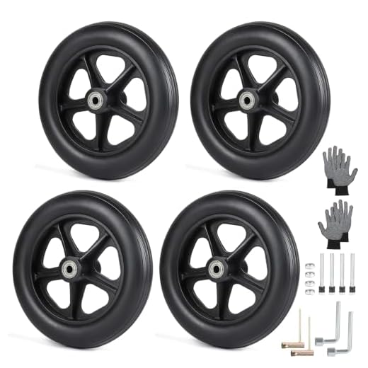 DBREAKS 4 Pieces Front Replacement Wheel for Walkers, 190 mm, Black
