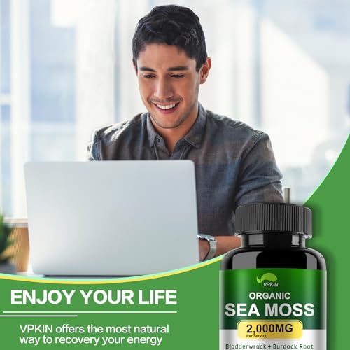 VPKIN Organic Sea Moss Capsules with Bladderwrack & Burdock (120 ct) — view 6