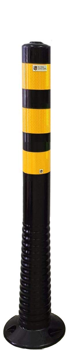 Poller, Pfosten, Absperrpfosten flexibel schwarz Höhe 750mm Ø 80mm gelb reflektierende Streifen Klasse RA2 selbstaufrichtender Sperrpfosten