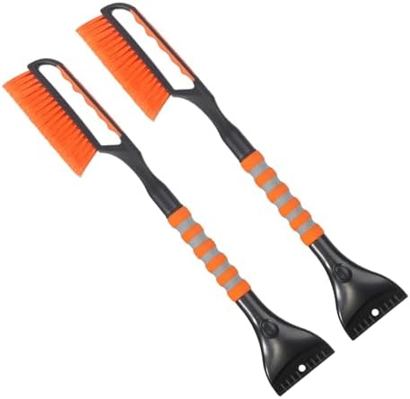 Snow Brush and Ice Scraper for Car Windshield,26.4″ Window Scraper Deicer for Car SUV and Truck,Ice Scrapers and Brushes 2 in 1,Winter Car Automotive Exterior Accessories(2Pack Orange)