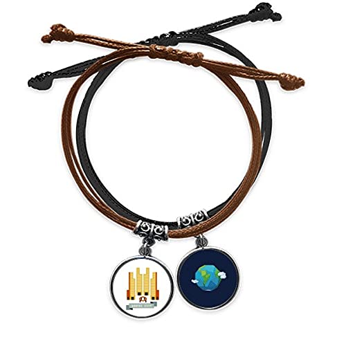 Pulsera de Singapur Suntec City de cuero y cuerda para hombre