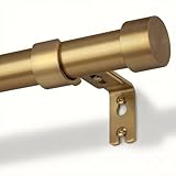 DEFYNEE Gardinenstange in gebürstetem Gold 80-218 cm, 25 mm Durchmesser Ausziehbar Vorhangstange Deckenmontage Metall für Schlafzimmer, Terrasse, Glas­schiebe­tür, Wohnzimmer