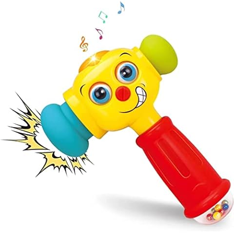 Toy Hammer w/Lights, Learning Mode and Music Mode – Baby Hammer Toy Plays 6 Short Kids' Songs, Counts 1-10 w/Baby, Changes Funny Expressions and Lights Up – for Kids 12 Months and Older Cover