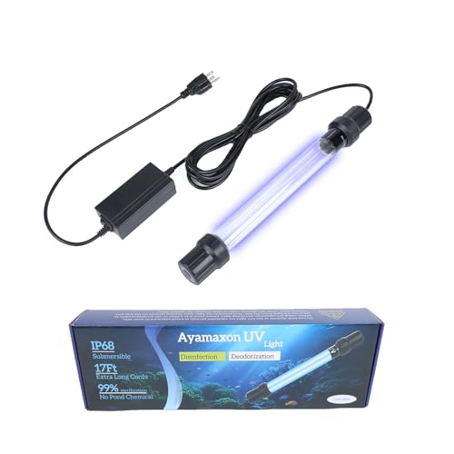 Ayamaxon 32W UV Submersible Aquarium Light for 100-2000 Gallon，Aquarium UV Light Water Clarifier for Pond, Pool, Hot Tub & Cold Plunge with Fish Tank Control