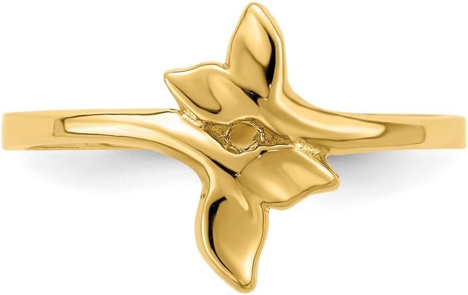 JewelryWeb 14k Yellow Gold Solid Polished Double Whale Tale Ring Size 7.00 Ring for Women - Image 5