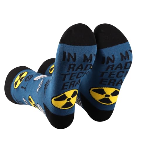 PXTIDY 2 Pairs Rad Tech Socks Radiology Tech Week Gifts Radiologic technician Gift Radiology Technologist Socks (US, Alpha, One Size, Regular, Regular, MY RAD T s)