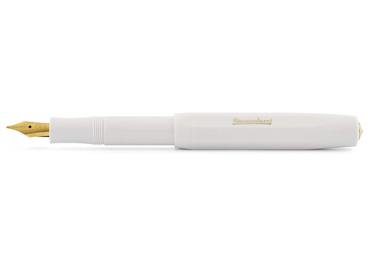 KAWECO Classic Sports Fountain Pen F, Fine Point, White, White