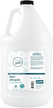 Pet Silk Hypoallergenic Conditioner, Free of Dyes and Heavy Fragrances, Specifically Designed for Pets with Sensitive Skin, Infused with Olive Oil & Wheat Protein for Added Nourishment! 1 GAL