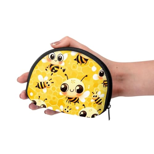 Portable Coin Purse Bee-Honeycomb-Cute Mini Zippered Money Pouch Card Holder3