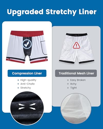 Image of maamgic Mens Swim Trunks with Compression Liner 5 Inch, Quick Dry Bathing Suit with Zipper Pockets, No-Chafing Swim Shorts