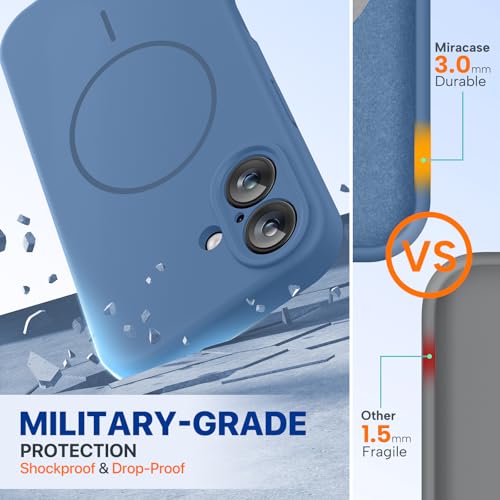 Image of Miracase Magnetic for iPhone 16 Plus Case, [Soft Anti-Scratch Microfiber Lining], Compatible with MagSafe, Liquid Silicone Shockproof Drop Protection Phone Case for 16 Plus,Glass Blue