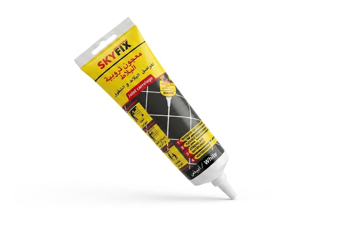 SKYFIX Hazır Derz Dolgu Macunu, 380 ml, Beyaz, Su Geçirmez, Esnek, Fayans ve Seramik Arası Çatlak Tamiri, Spatula Dahil