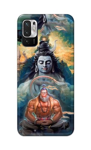Image of PRINTFIDAA Printed Hard Back Cover Case for Mi Redmi Note 10T 5G | Mi Redmi Note 10 5G | Mi Poco M3 Pro 5G Back Cover (Lord Shiva and Hanuma) -112