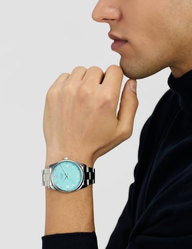 Sonata Poze Quartz Blue Dial Silver Metal Strap for Sky_Blue - Image 4