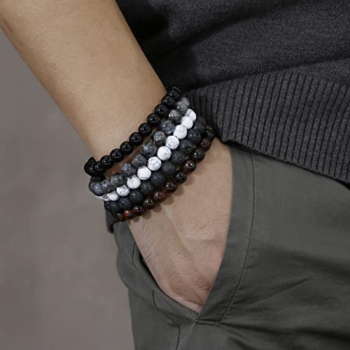 Eachar 12Pcs 6Mm/8Mm Round Natural Stone Bracelets Beads Healing Crystals Quartz Y2K Stretch Bracelets For Women Men Girls Gifts Unisex (Be000002-2) (8Mm) #TOP4