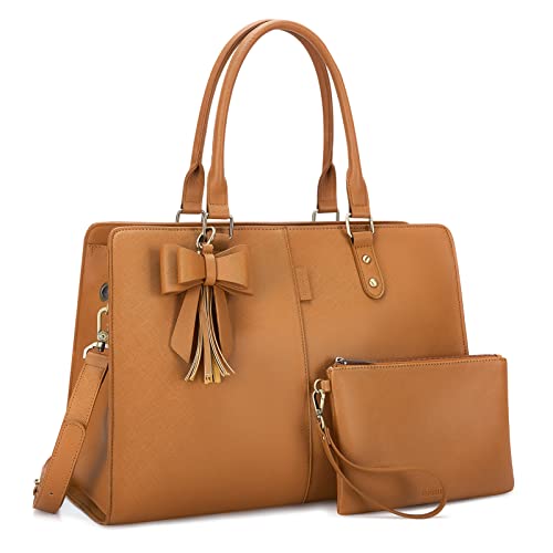 ECOSUSI Cabas Femme Sac a Main Femme Sac Fourre Tout Femme en PU Cuir Grand Capacité Sac Ordinateur Femme Sac Travail Femme Sacoche Femme Sac Bandoulière Femme (Marron)