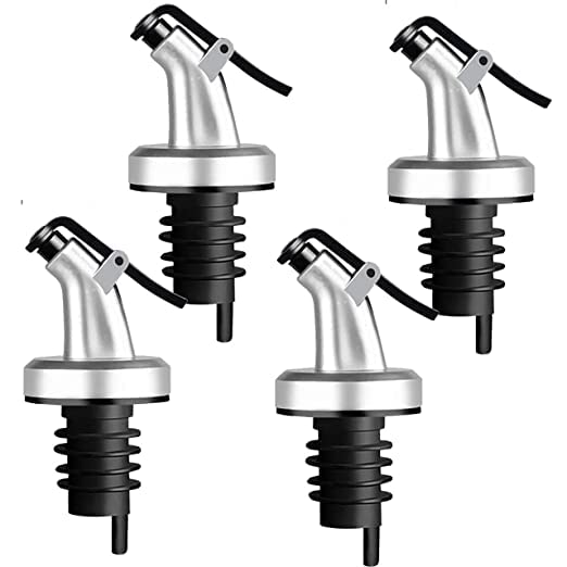 CRIYALE 4 PCS Oil Bottle Stopper, Olive Oil Vinegar Wine Dispenser with Leak-Proof Cap for Kitchen, Bar, Vinegar, Soy Sauce, Oil Bottle Dispenser Kitchen Tools (Pack of 4) (Silver & Black) (B09W2W9XH1) Amazon Price History, Amazon Price Tracker