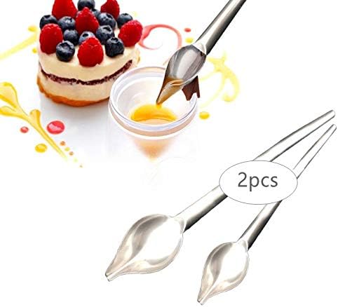 Culinary Drawing Spoons for Decorating Desert Plates Plating Spoons for Sugar, Chocolate, Sauces Decorating with Stainless Tapered Spouts Set of 2