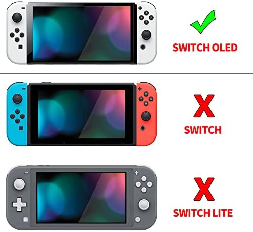 PlayVital AlterGrips Protective Slim Case for Nintendo Switch OLED, Ergonomic Grip Cover for Joycon, Dockable Hard Shell for Switch OLED w/Thumb Grip Caps & Button Caps - Gradient Violet Blue - 1