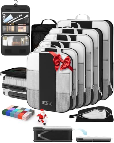 10 Set Compression Packing Cubes for Travel Essentials,Compressible Expandable Packing