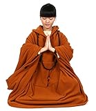 KATUO Meditation Buddhist Hooded Cloak Coat Women Men Outfit Oversize Coat (M, Orange)