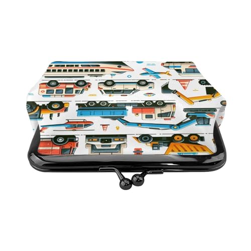 Pu Leather Buckle Coin Purse Vehicles-Bus-Bikes-Emergency Girls Kiss-Lock Change Purse Wallets2