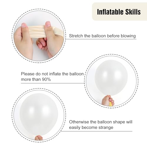 Image of RUBFAC 135pcs Pearl White Balloons, Latex Balloon Different Sizes 18 12 10 5 Inch for Garland Arch Wedding Engagement Anniversary Bridal Baby Shower Birthday Party Decoration