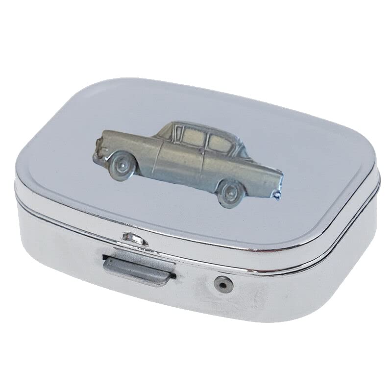 Pilulier de luxe Olympia effet étain 3D voiture avec miroir de poche intégré
