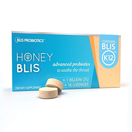 BLIS HoneyBlis Oral Probiotic Throat Lozenges with Soothing Manuka Honey, High Potency BLIS K12 Probiotics (1 Billion CFU) to Support Immunity and Manuka Honey to Soothe Sore Throats, 16 Lozenges