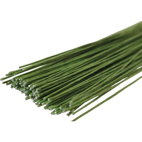 ROERLIEN 100 pcs 14 in,26 Gauge Floral Stem Wire,Green Crafts Florist Wire Stems for Artificial Flower Making,Flower Arrangements DIY,Bouquent Stem Wrapping,Wreath Making and Crafts. (14 in,26 Gauge)